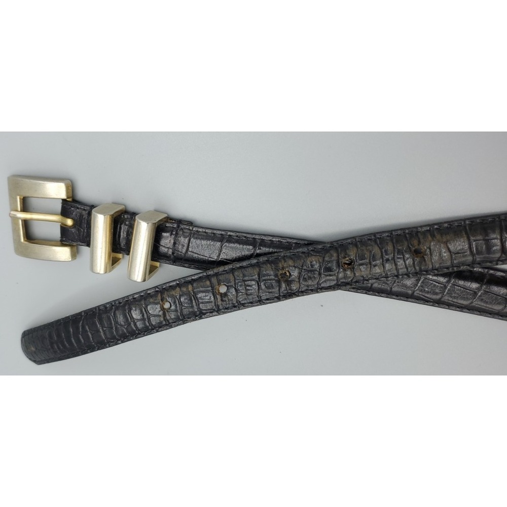 Kenneth Cole New York Calfskin Leather Croc Embossed Belt Gold Buckle Ladies Lrg - Picture 6 of 9